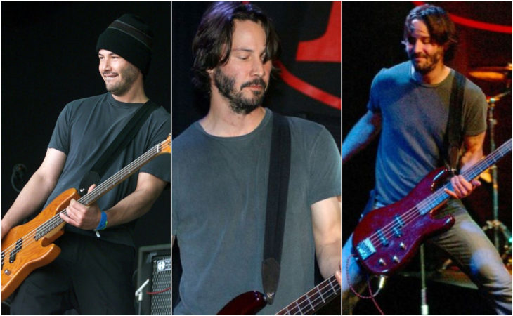 Keanu Reeves tocando el bajo en su banda de rock de los 90 