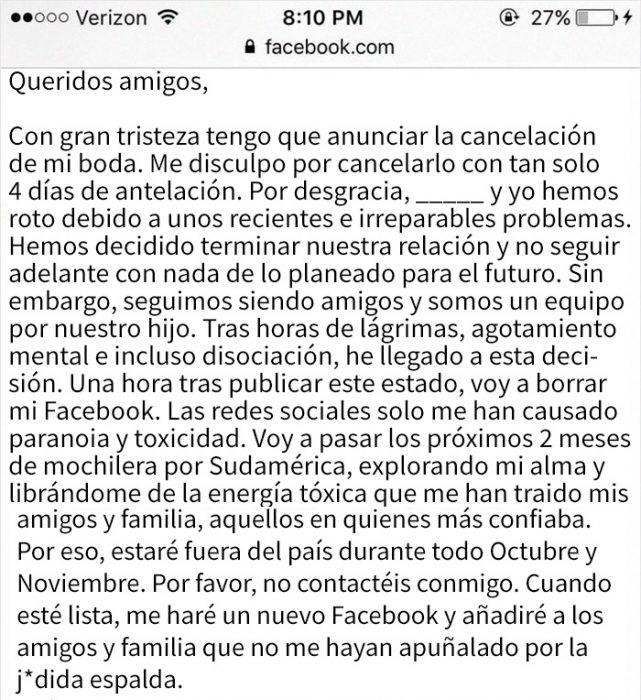 comentario en Facebook