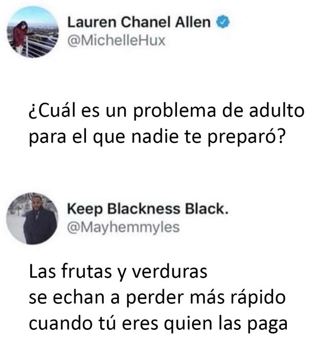 Tweet sobre lo que es ser un adulto