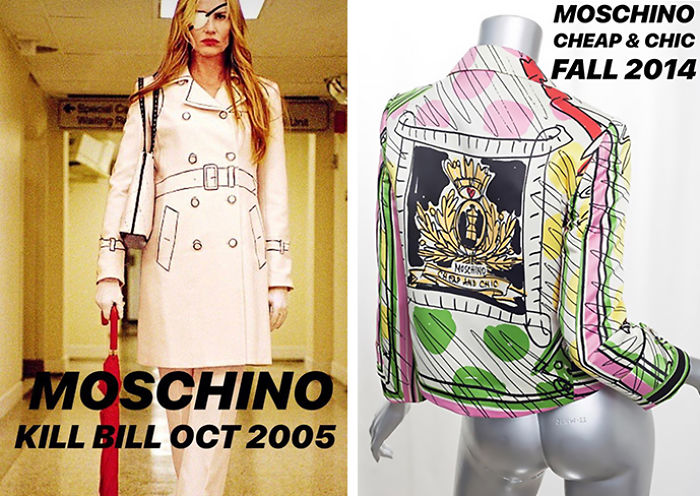 Comparación de diseños de una chica y moschino