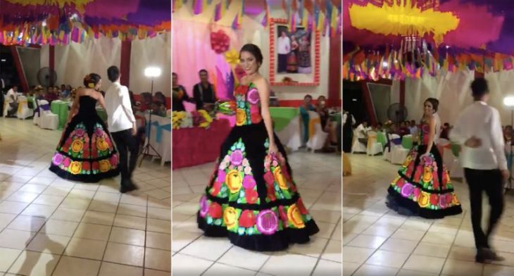 chica con vestido bordado 