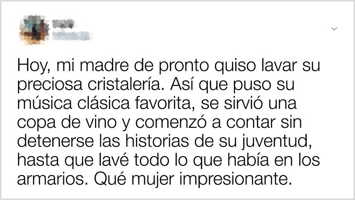 Comentario en twitter de una mujer que contó una historia de su vid a