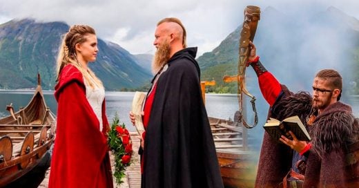 Intercambiaron votos en boda vikinga a orillas de un lago en Noruega