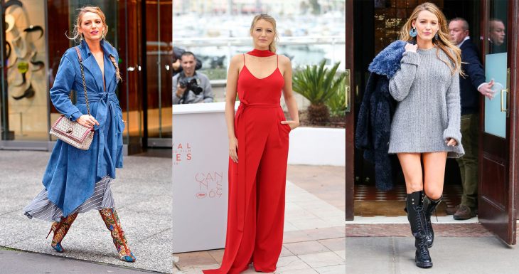 mujer con botas jumpsuit rojo botas negras y chamarra de peluche 