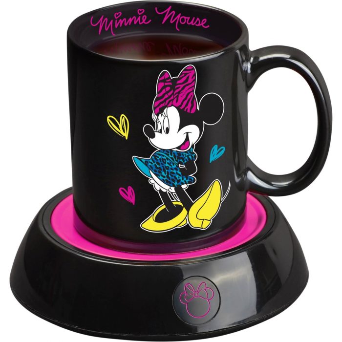 taza negra de minnie mouse y maquina para calentarla