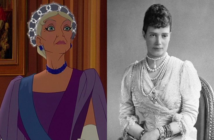 Comparación de la abuela de Anastasia en la película y en la vida real