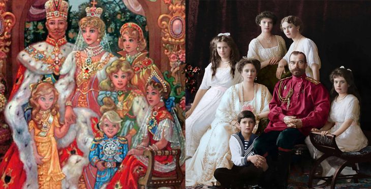 Comparación de familia Romanov en la película y en la vida real