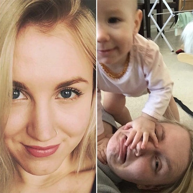 Chica antes y después de tener un bebé 