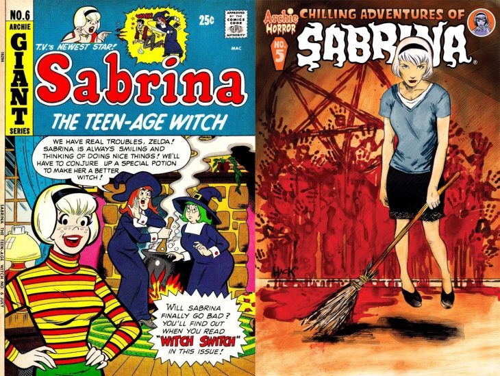 Comparación del cómic gracioso de Sabrina con el cómic terrorífico de Sabrina