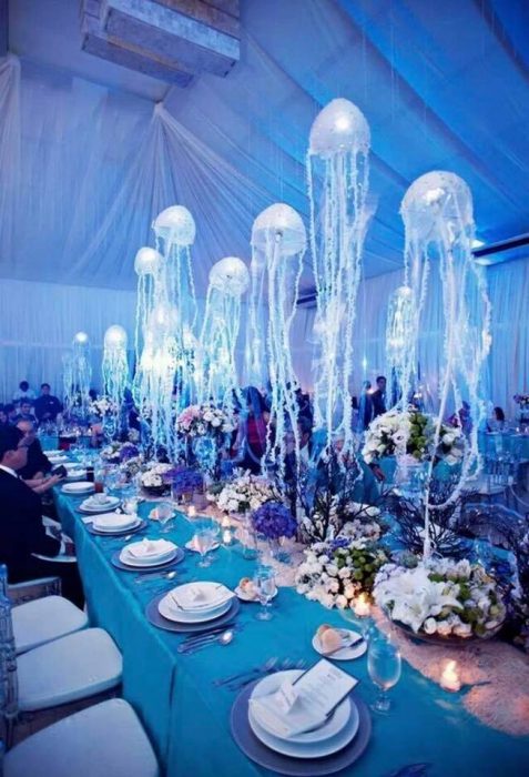 Decoración al estilo de La Sirenita para una boda 