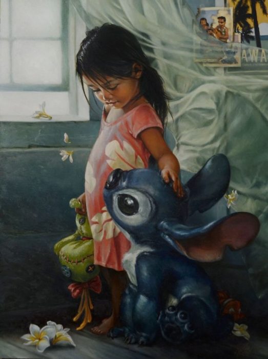 Pintura al óleo de Lilo y Sitch