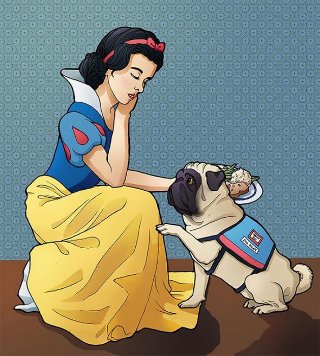 Princesas de Disney ilustradas con ayuda de perros guía