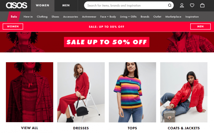 captura de pantalla de mujeres modelando ropa asos