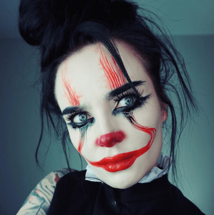 mujer payaso eso maquillaje 