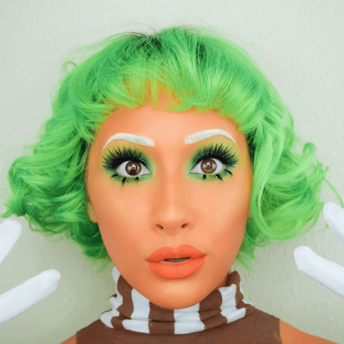 mujer maquillaje de umpa lumpa 