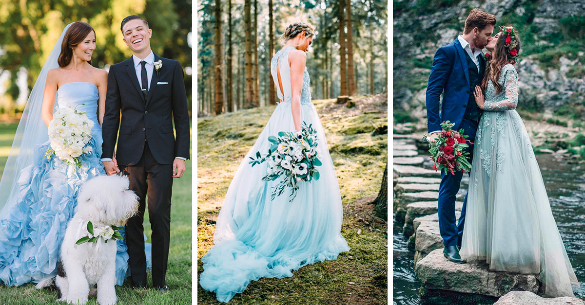 Vestidos de novia azul para llevar la