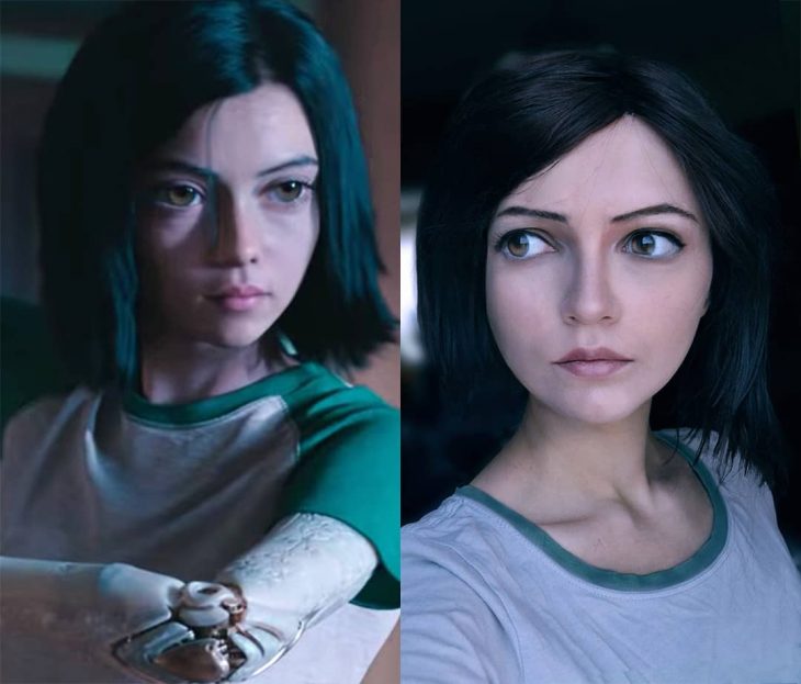 Chica cosplayer disfrazada de Alita de Battle angel