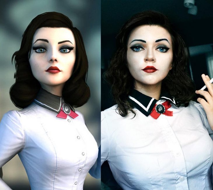 Chica cosplayer disfrazada de Elizabeth de Bioshock infinite