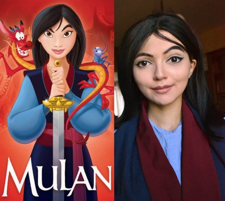 Chica cosplayer disfrazada de Mulan