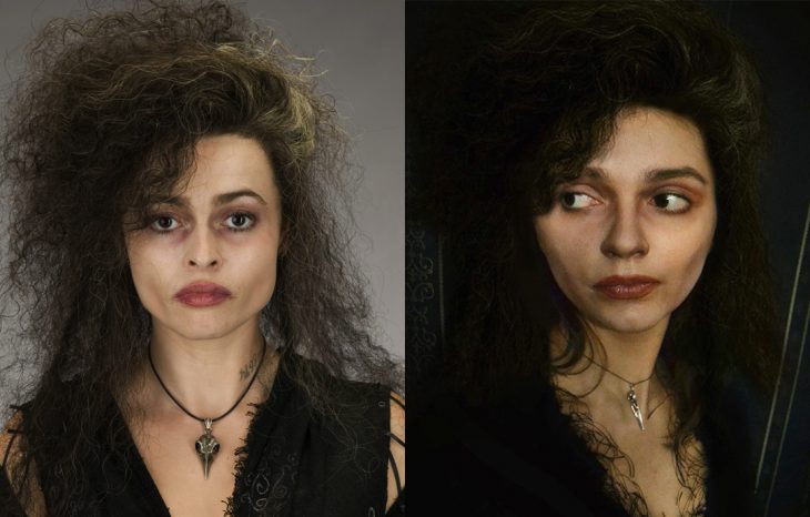 Chica cosplayer disfrazada de Bellatrix Lestrange