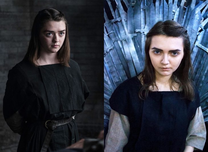 Chica cosplayer disfrazada de Arya Stark de Game of thrones