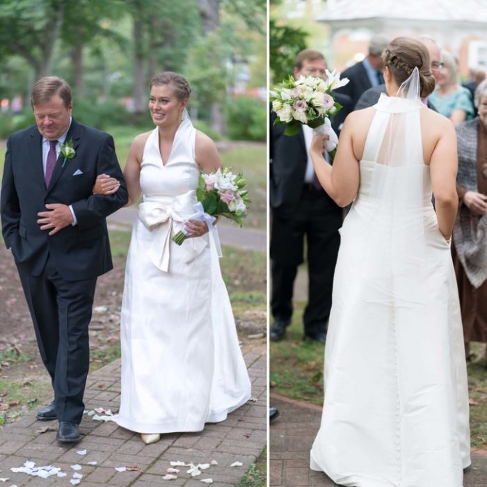 Novia con bolsas en su vestido 