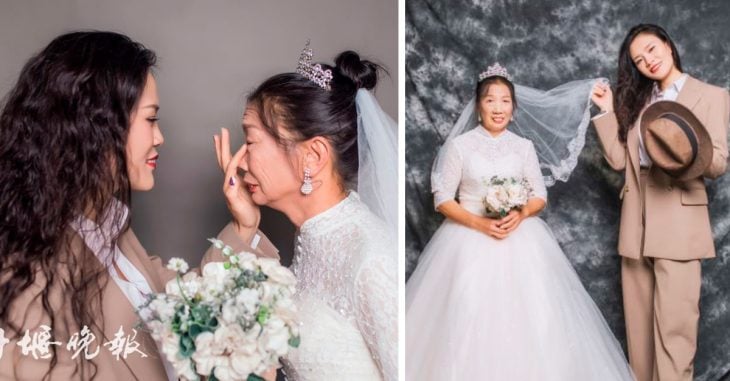 Su hija se convirtió en "el novio" para una sesión de fotos de boda