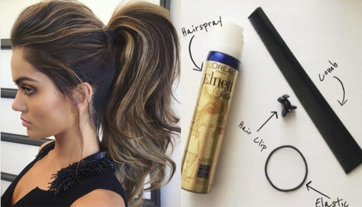 mujer con peinado y volumen spray y peinado 