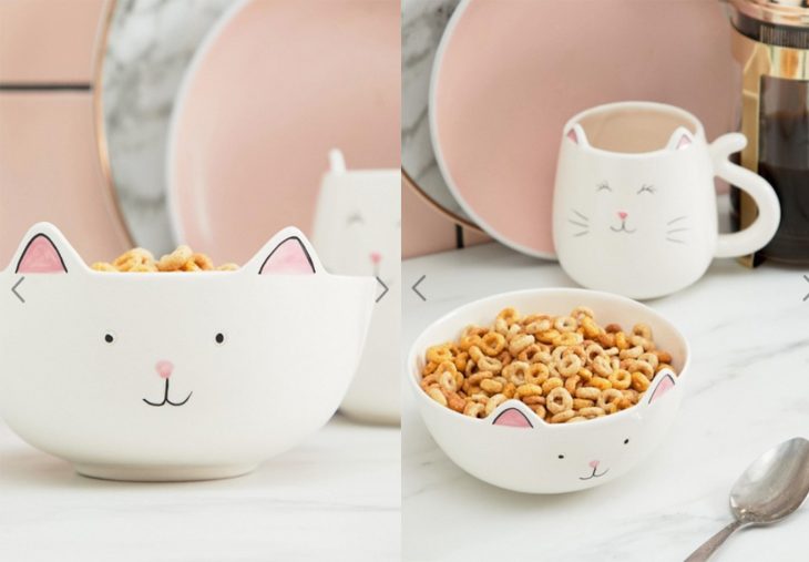 plato para cereal con forma de gatito 