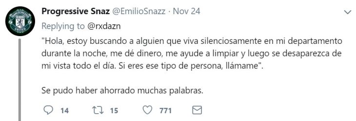 Reacción de twitter ante reglas absurdas de chica que busca un compañero de cuarto