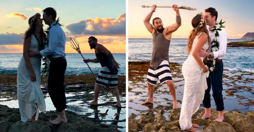 Jason Momoa se coló en sesión fotográfica de pareja recién casada