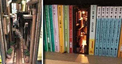 Talentoso artista japonés recrea los estrechos callejones de Tokio en fascinantes sujetalibros