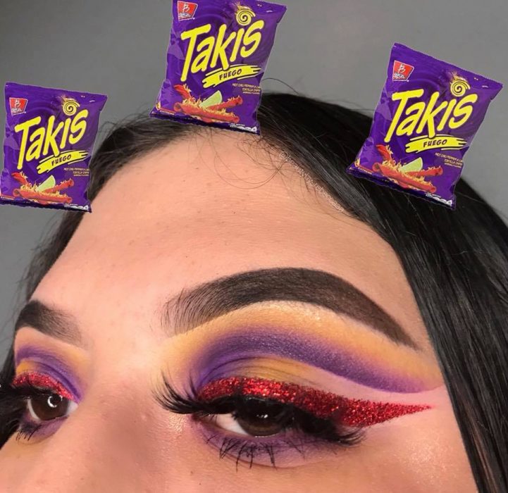 mujer con maquillaje de instagram takis fuego 