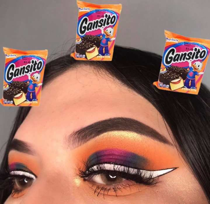 mujer con maquillaje de instagram gansito