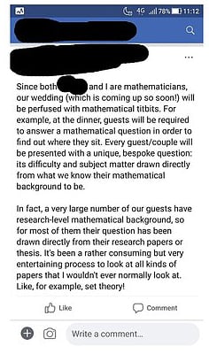 Captura de pantalla de una boda de matemáticas 