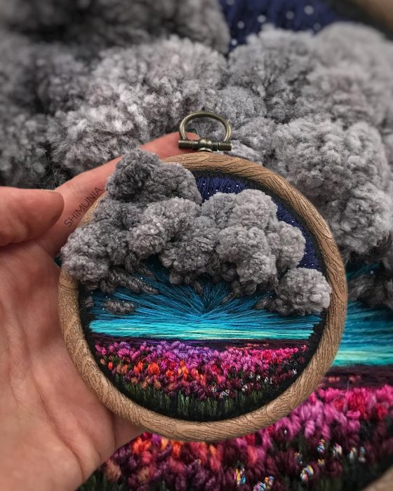 Artista rusa, Vera Shimunia, borda increíbles mini paisajes con estambre y aguja