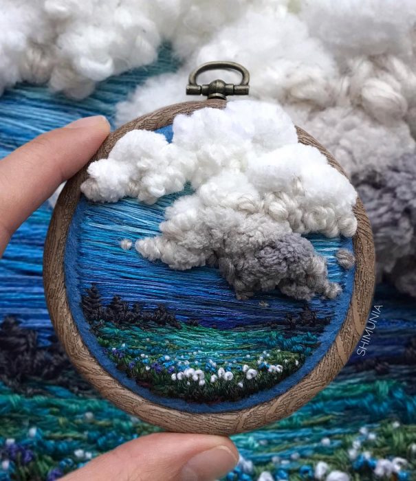 Artista rusa, Vera Shimunia, borda increíbles mini paisajes con estambre y aguja