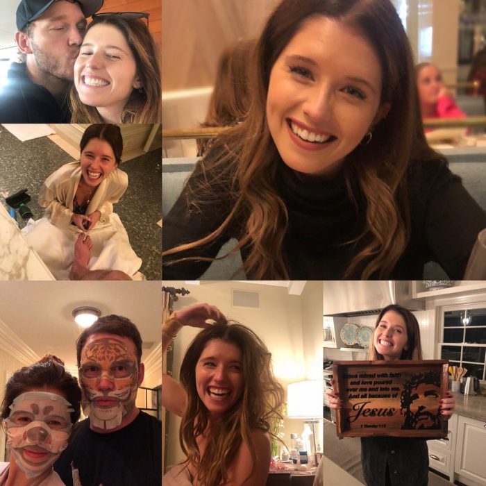 Chris pratt y su novia Katherine Schwarzenegger celebrando su cumpleaños