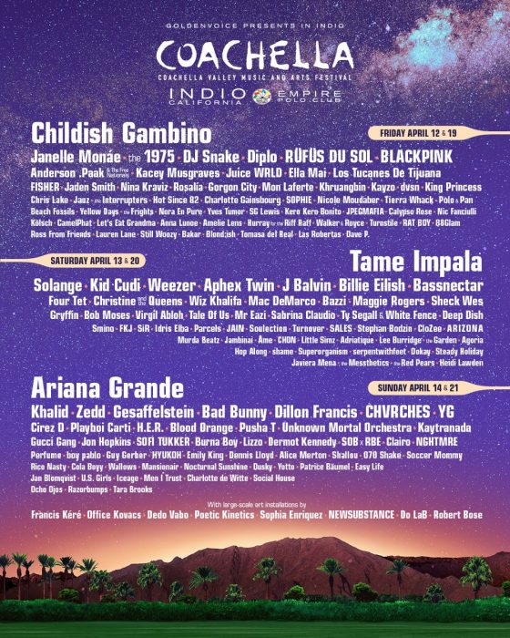 poster con artistas de festival coachella blackpink 