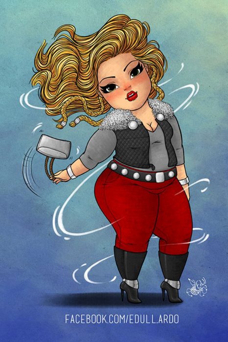 Ilustraciones chicas plus size como superheroínas