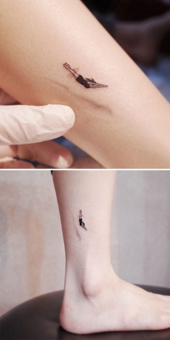 tatuaje de una chica nadando 