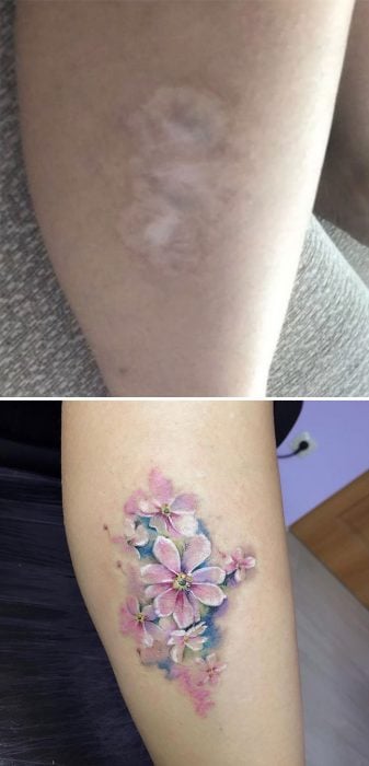 tatuaje de flores de colores 