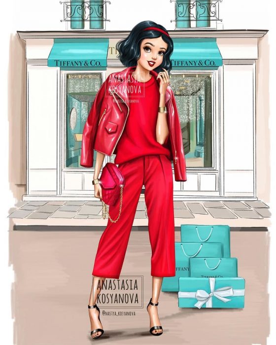 Ilustración de las princesas de Disney fashionistas y a la moda 