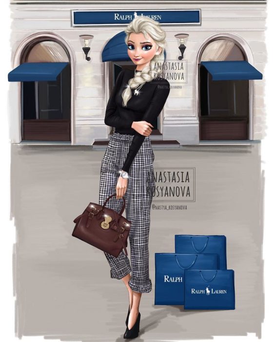 Ilustración de las princesas de Disney fashionistas y a la moda 