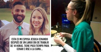 Encuentra comiendo sola a su cansada esposa y comparte su admiración en una emotiva carta