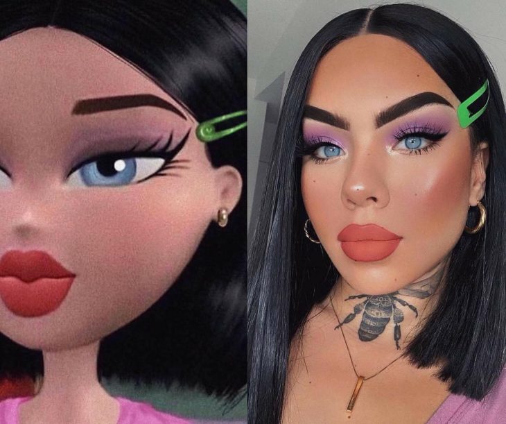 mujer maquillaje muñeca bratz 