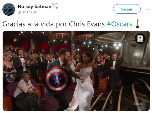 tuit sobre Chris Evans en los Oscares 2019