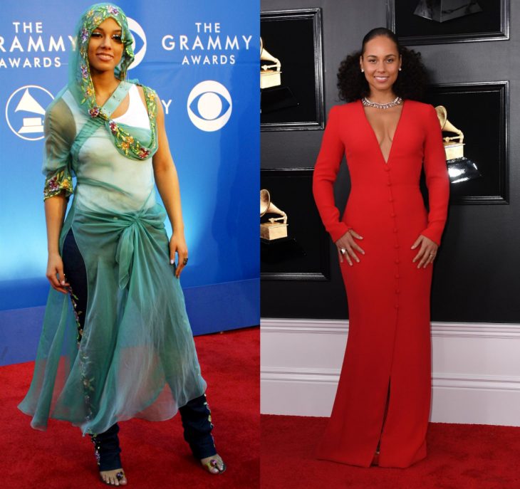 Cuánto cambiaron las celebridades en su primer y último Grammy, Alicia Keys