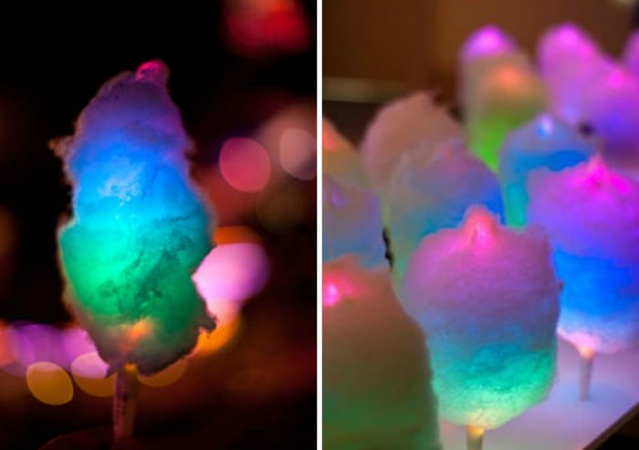 algodones de azúcar fluorescentes