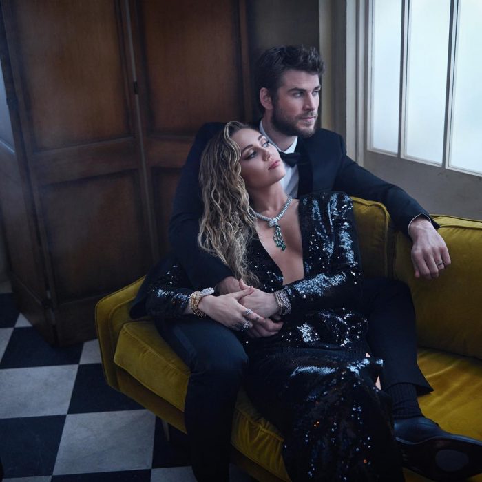 Famosos en los Oscar 2019 fotografiados por Vanity Fair, Miley Cyrus y Liam Hemsworth